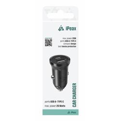 Autonabíjačka iPEAX CL-03, PD, 20 W, USB-C + USB-A, čierna