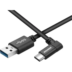 Avacom Dátový a nabíjací kábel USB - USB Type-C, 100 cm, 90° konektor, čierny