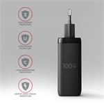 AXAGON ACU-DPQ100, sieťová nabíjačka GaN 100 W, 3x port (USB-A + dvojitý USB-C), PD3.0/PPS/QC4+/Apple