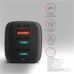 AXAGON ACU-DPQ65, GaN nabíjačka do siete, 3x port, 65W