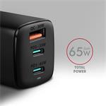 AXAGON ACU-DPQ65, sieťová nabíjačka GaN, 3x port, 65W