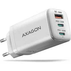 AXAGON ACU-DPQ65W, GaN nabíječka do sítě 65W, 3x port (USB-A + dual USB-C), PD3.0/QC4+/PPS/Apple