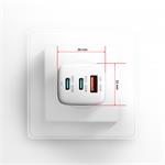 AXAGON ACU-DPQ65W, sieťová nabíjačka GaN 65 W, 3x port (USB-A + dvojitý USB-C), PD3.0/QC4+/PPS/Apple
