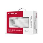 AXAGON ACU-PD20W, 20W sieťová nabíjačka, 1x port USB-C, PD3.0/PPS/QC4+/AFC/Apple, biela