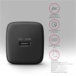 AXAGON ACU-PD30, napájacia nabíjačka 30 W, 1x port USB-C, PD3.0/PPS/QC4+/SFC/AFC/Apple, čierna