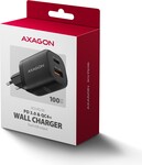 AXAGON ACU-PQ100, GaN nabíječka do sítě 100W, USB-A + USB-C, černá