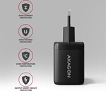 AXAGON ACU-PQ100, GaN sieťová nabíjačka 100 W, USB-A + USB-C, čierna