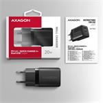 AXAGON ACU-PQ20 ACU-PQ20 AC adaptér 20 W, 2x port (USB-A + USB-C), PD3.0/PPS/QC4+/AFC/Apple, čierny