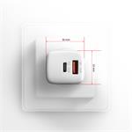 AXAGON ACU-PQ30W, napájacia nabíjačka 30 W, 2x port (USB-A + USB-C), PD3.0/PPS/QC4+/SFC/AFC/Apple, biela