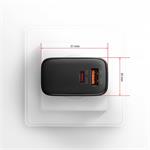AXAGON ACU-PQ45 GaN sieťová nabíjačka 45 W, 2x port (USB-A + USB-C), PD3.0/PPS/QC4+/SFC 2.0/AFC/Apple