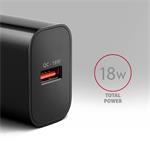 AXAGON ACU-QC18, 18W sieťová nabíjačka, 1x port USB-A, QC3.0/AFC/Apple, čierna
