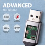AXAGON ADE-AM30, USB-A Gigabit Ethernet adaptér (3m)