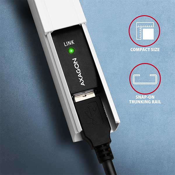 AXAGON ADR-207, USB 2.0 A-M -> A-F aktivní prodlužovací / repeater kabel, 7.5m