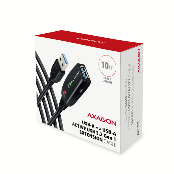 AXAGON ADR-310, aktívny predlžovací/opakovací kábel USB 3.2 Gen 1 A-M -> A-F, 10 m