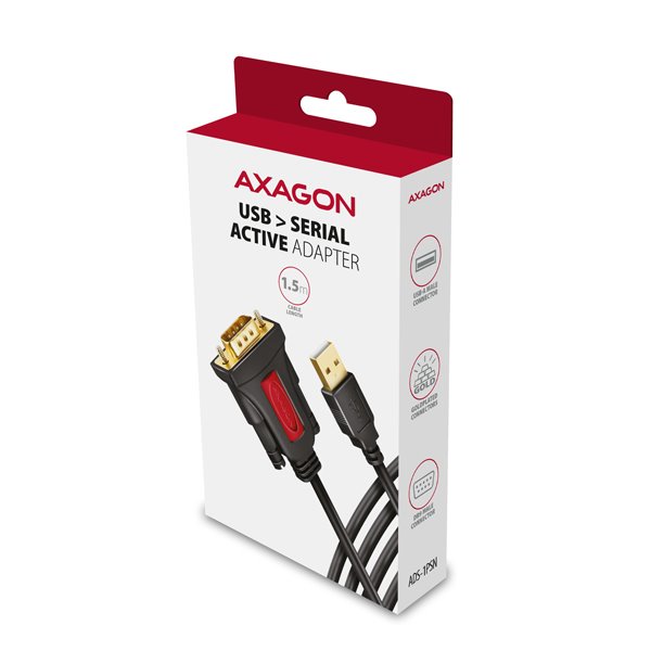 AXAGON ADS-1PSN, USB-A 2.0 - sériový RS-232 adaptér / kabel 1.5m