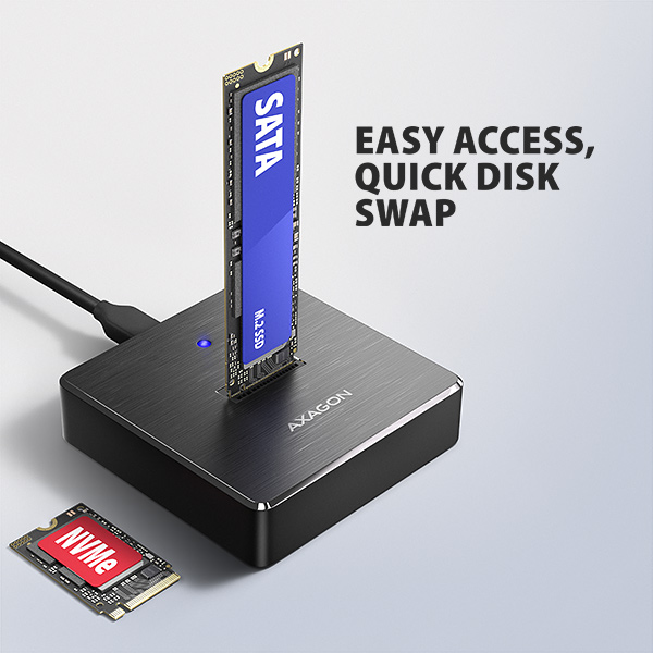 AXAGON ADSA-M2C11, dokovacia stanica USB-C s rýchlosťou 10 Gb/s pre 1× SSD M.2 NVMe/SATA