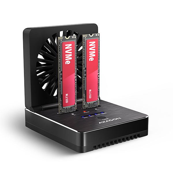 AXAGON ADSA-M2C22, dokovacia stanica USB-C s rýchlosťou 20 Gbps pre 2× SSD M.2 NVMe/SATA s funkciou klonovania
