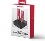 AXAGON ADSA-M2C22L, USB-C 20Gbps dokovací stanice pro 2× M.2 NVMe SSD s funkcí klonování