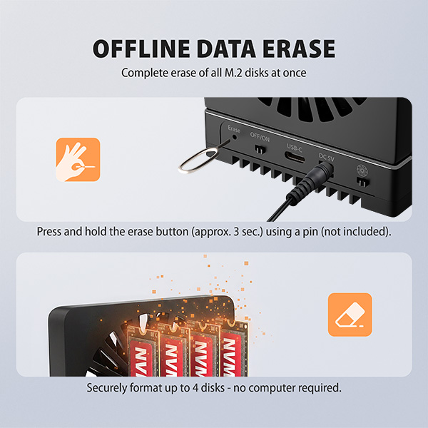 AXAGON ADSA-M2C44, dokovacia stanica USB4 pre 4× M.2 NVMe SSD s funkciou klonovania