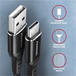 AXAGON BUCM-AM15AB, HQ kábel USB-C <-> USB-A, 1,5 m, USB 2.0