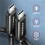 AXAGON BUCM2-CM25AB, CHARGE kábel USB-C <-> USB-C, 2,5 m, Hi-Speed USB, PD 240W 5A, ALU, opletenie, čierny