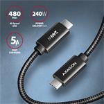 AXAGON BUCM2-CM30AB, CHARGE kábel USB-C <-> USB-C, 3 m, Hi-Speed USB, PD 240W 5A, ALU, opletenie, čierny