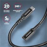 AXAGON BUCM32-CF05AB predlžovací kábel USB-C (M) <-> USB-C (F), 0,5 m, USB 20Gbps, PD 240W ALU opletenie