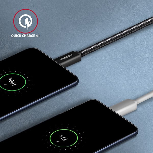 AXAGON BUCM32-CM10AB, SPEED+ kabel USB-C <-> USB-C, 1m, USB 20Gbps, PD 100W 5A, 4k HD, ALU, oplet, černý