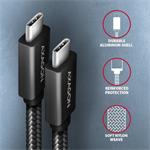 AXAGON BUCM32-CM10AB, SPEED+ kábel USB-C <-> USB-C, 1m, USB 20Gbps, PD 100W 5A, 4k HD, ALU, opletenie, čierny
