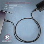 AXAGON BUCM32-CM15AB, SPEED+ kábel USB-C <-> USB-C, 1,5 m, USB 20Gbps, PD 100W 5A, 4K HD, ALU, opletenie