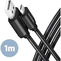 AXAGON BUMM-AM10AB, HQ kábel Micro USB <-> USB-A, 1 m