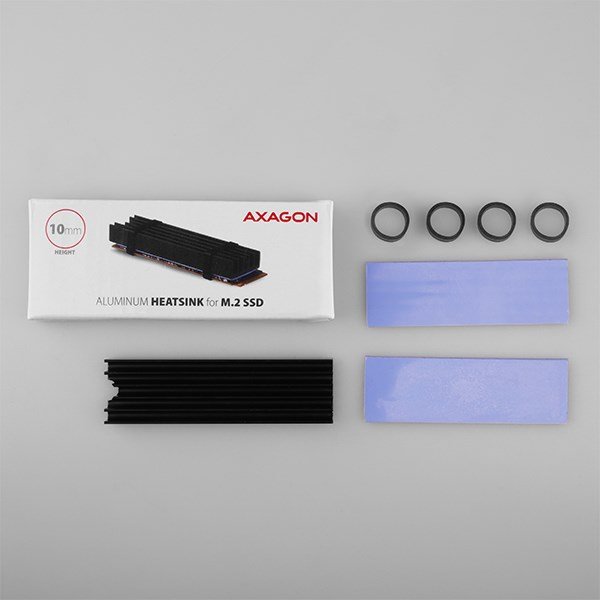 AXAGON CLR-M2L10, hliníkový chladič pre M.2 2280 SSD, 10 mm