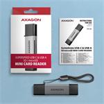 AXAGON CRE-DAC, USB-C + USB-A, 5 Gb/s - MINI čítačka kariet, 2 sloty a lun SD/microSD, podpora UHS-I