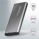 AXAGON EEM2-SG2, USB-C 3.2 Gen 2 - M.2 NVMe a SATA SSD kovový RAW box, bez skrutiek, strieborný