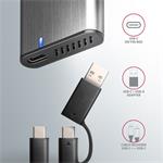 AXAGON EEM2-SG2, USB-C 3.2 Gen 2 - M.2 NVMe a SATA SSD kovový RAW box, bez skrutiek, strieborný