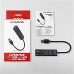 AXAGON HMA-CR3A, USB 3.2 Gen 1 hub, porty 3x USB-A + čtečka karet SD/microSD