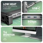 AXAGON HMC-10HLS, rozbočovač USB 5Gb/s, 4x USB-A, HDMI 4k/60Hz, RJ-45 GLAN, SD/mSD, PD 100W