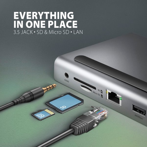 AXAGON HMC-4KX3 USB 5Gbps hub, 3x USB-A, 2x HDMI, DP