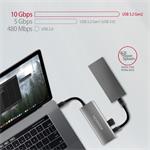 AXAGON HMC-5G21, rozbočovač USB 10 Gb/s, 2x USB-A, 2x USB-C, HDMI 4k/30, PD 60W, kábel USB-C 13 cm