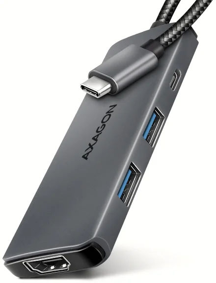 AXAGON HMC-5H8K, rozbočovač USB 5Gb/s, 2x USB-A, USB-C, HDMI 8k/30Hz, PD 100W, kábel USB-C 15cm