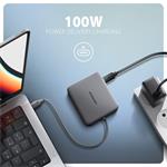 AXAGON HMC-5HL USB 5Gbps hub, 2x USB-A, HDMI 4k/60Hz, RJ-45 GLAN, PD 100W, USB-C kábel 20cm