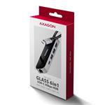 AXAGON HMC-6GLN, rozbočovač USB 5Gb/s, 2x USB-A, USB-C, HDMI 4k/60Hz, RJ-45 GLAN, PD 100W, kábel USB-C 20cm