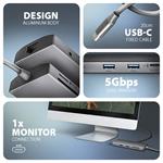 AXAGON HMC-8HLSA, rozbočovač USB 5Gb/s, 3x USB-A, HDMI 4k/60Hz, RJ-45 GLAN, SD/microSD, audio, PD 100W