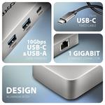 AXAGON HMC-CUB83X2, rozbočovač USB 10Gb/s, 2x USB-A, USB-C, HDMI a DP 4k/144Hz, RJ-45 GLAN, PD 100W, kábel USB-C 15cm