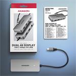 AXAGON HMC-CUB83X2, rozbočovač USB 10Gb/s, 2x USB-A, USB-C, HDMI a DP 4k/144Hz, RJ-45 GLAN, PD 100W, kábel USB-C 15cm