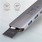 AXAGON HMC-HCR3A, rozbočovač USB 3.2 Gen 1, 3x porty USB-A, HDMI 4k/30Hz, SD/microSD, kábel USB-C 20 cm