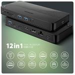 AXAGON HMC-U4, dokovacia stanica USB4 40Gb/s, 3x USB-A, 2x USB-C, HDMI a DP 8K/30Hz, RJ-45, SD/mSD, audio, PD100W