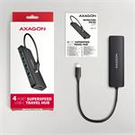AXAGON HUE-C1C, 4x USB 5Gbps TRAVEL hub, napájací konektor USB-C, kábel USB-C 19 cm