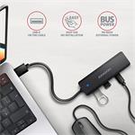 AXAGON HUE-C2A, 4× USB 5Gbps TRAVEL hub, 2× USB-A + 2× USB-C, USB-C napájení, kabel USB-A 19cm