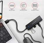 AXAGON HUE-C2A, cestovný rozbočovač s 4× USB 5 Gbps, 2× USB-A + 2× USB-C, napájanie cez USB-C, kábel USB-A 19 cm